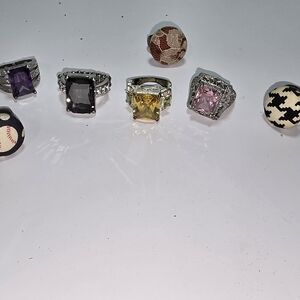 Elegant Silver and Gemstone Ring Set